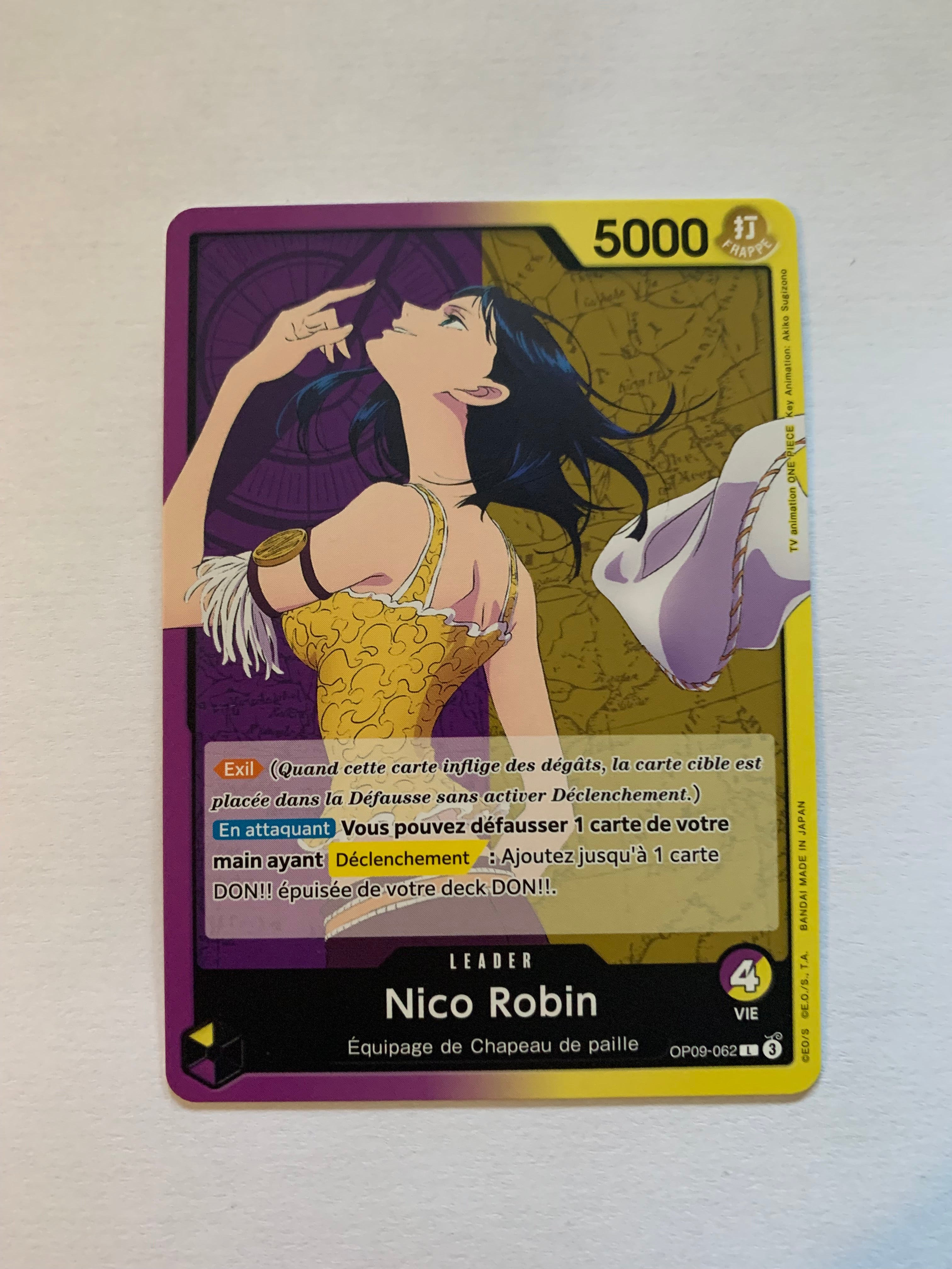 CARTE ONE PIECE FRANCAISE OP09-062 NICO ROBIN LEADER FR MINT OP09