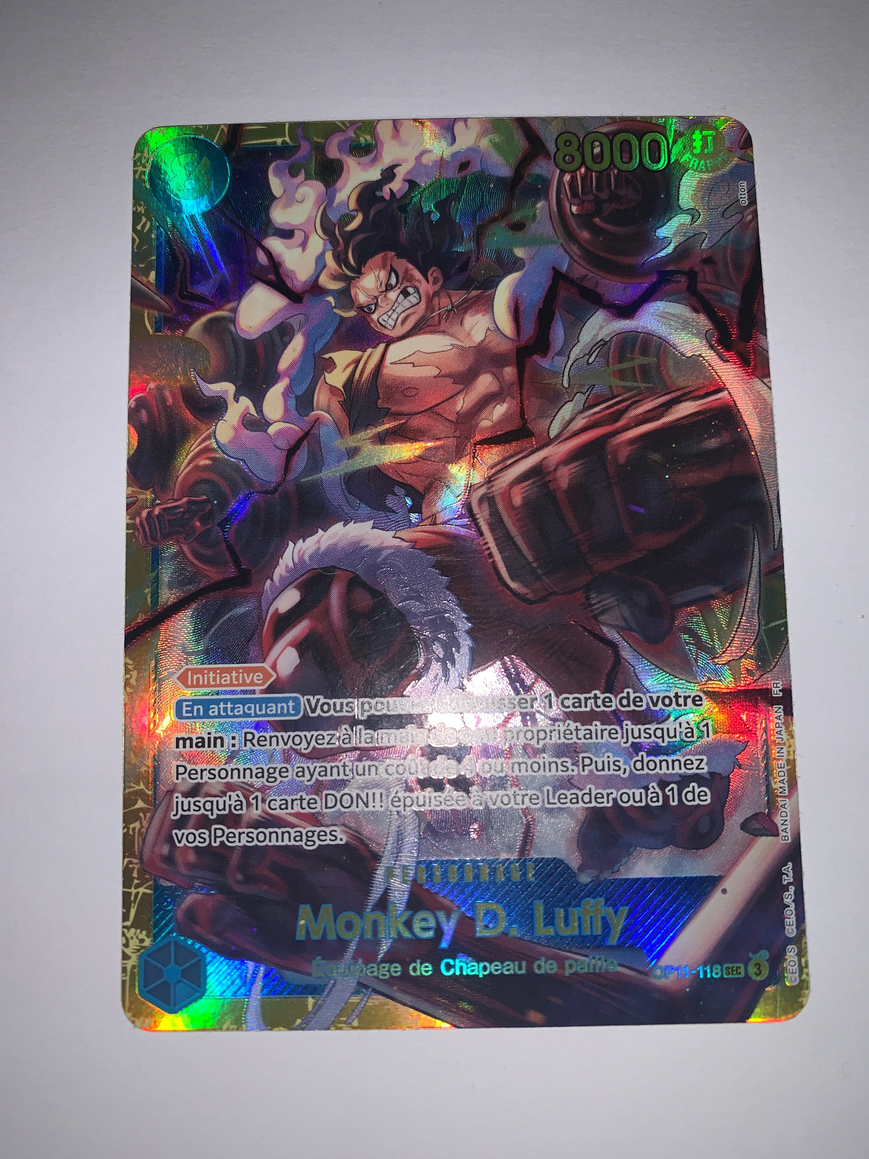 Carte One Piece Fr , OP11 , carte SEC Monkey D. Luffy OP11-118SEC