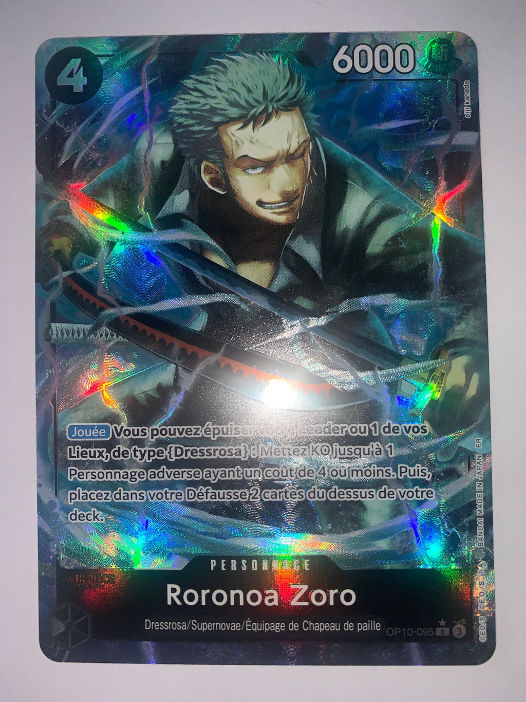 One Piece Card Game Carte Holo Roronoa Zoro OP10-095 Alt FR Mint